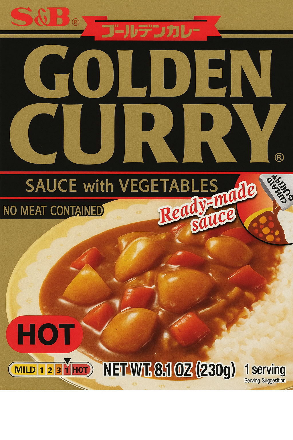 S & B GOLDEN CURRY SAUCE WITH VEGETABLES 8.1OZ(230g)S & B 金咖喱蔬菜酱 8.1盎司(230克)
