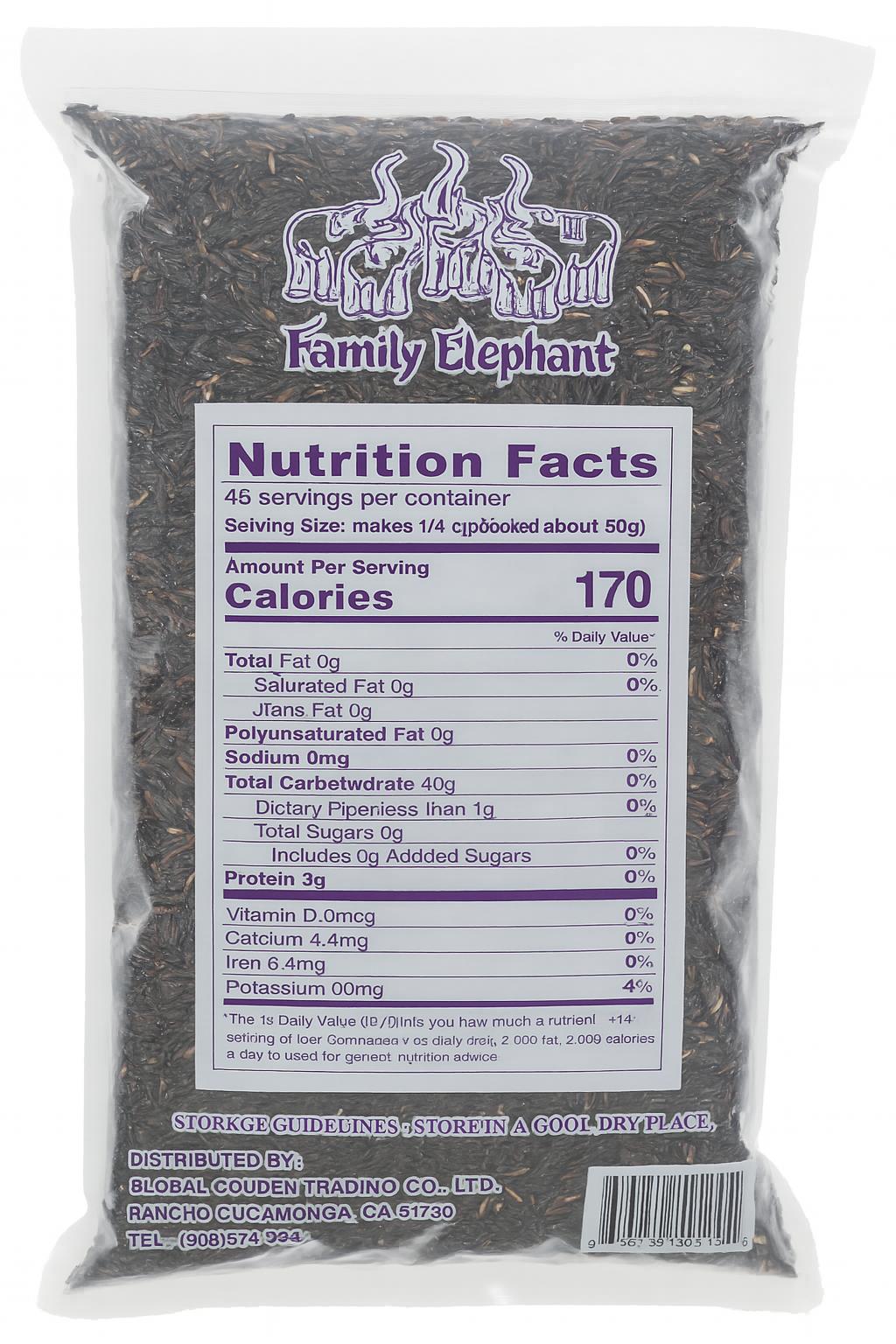 100% Thai RiceBerry Black Rice 5 LBS. (2.27KG) 100% 泰国黑米 5 磅 (2.27 公斤)