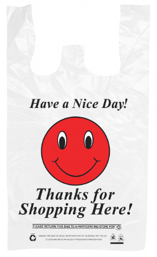 Plastic Bag with Smile face Design – 1/8 or 1/6 Size, Durable & Stylish Food Service Bag