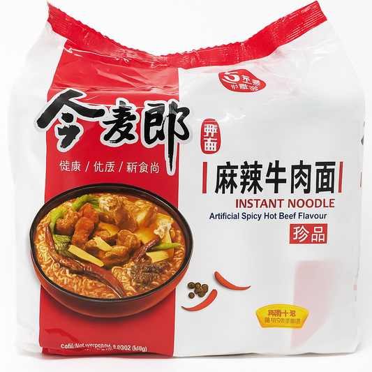 INSTANT NOODLE Artificial Spicy Hot Beef Flavour 5 Bags 600g 今麦郎 麻辣牛肉面 五包装 600g