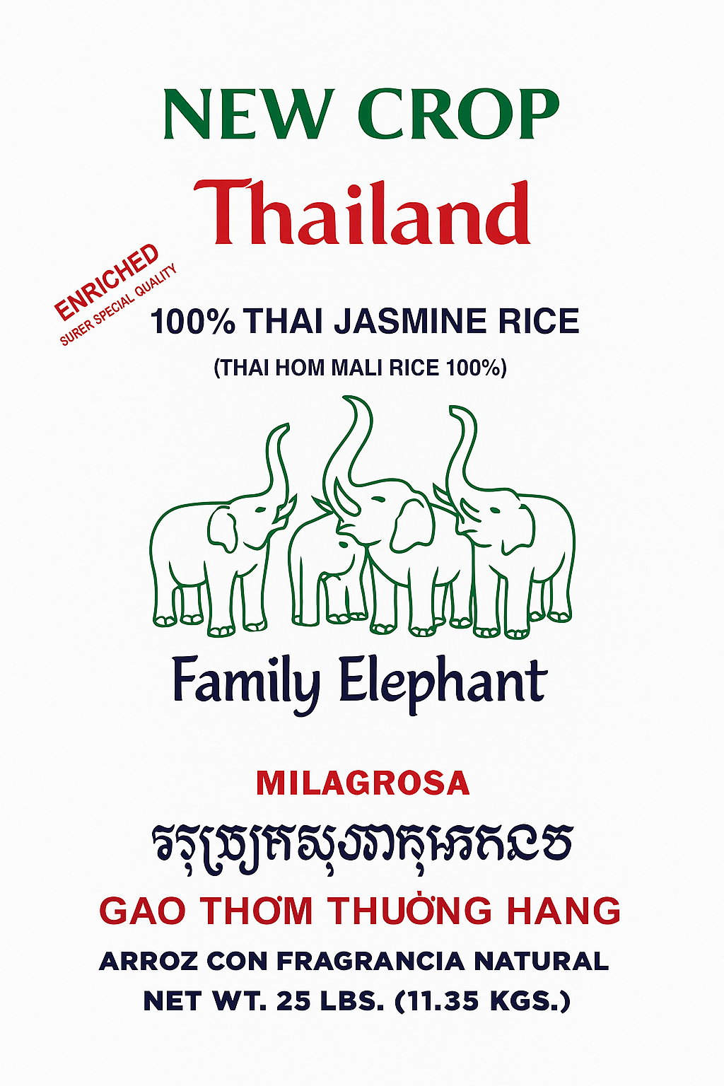 Thai Jasmine Rice 25 LB 泰国五象 茉莉香米 25磅