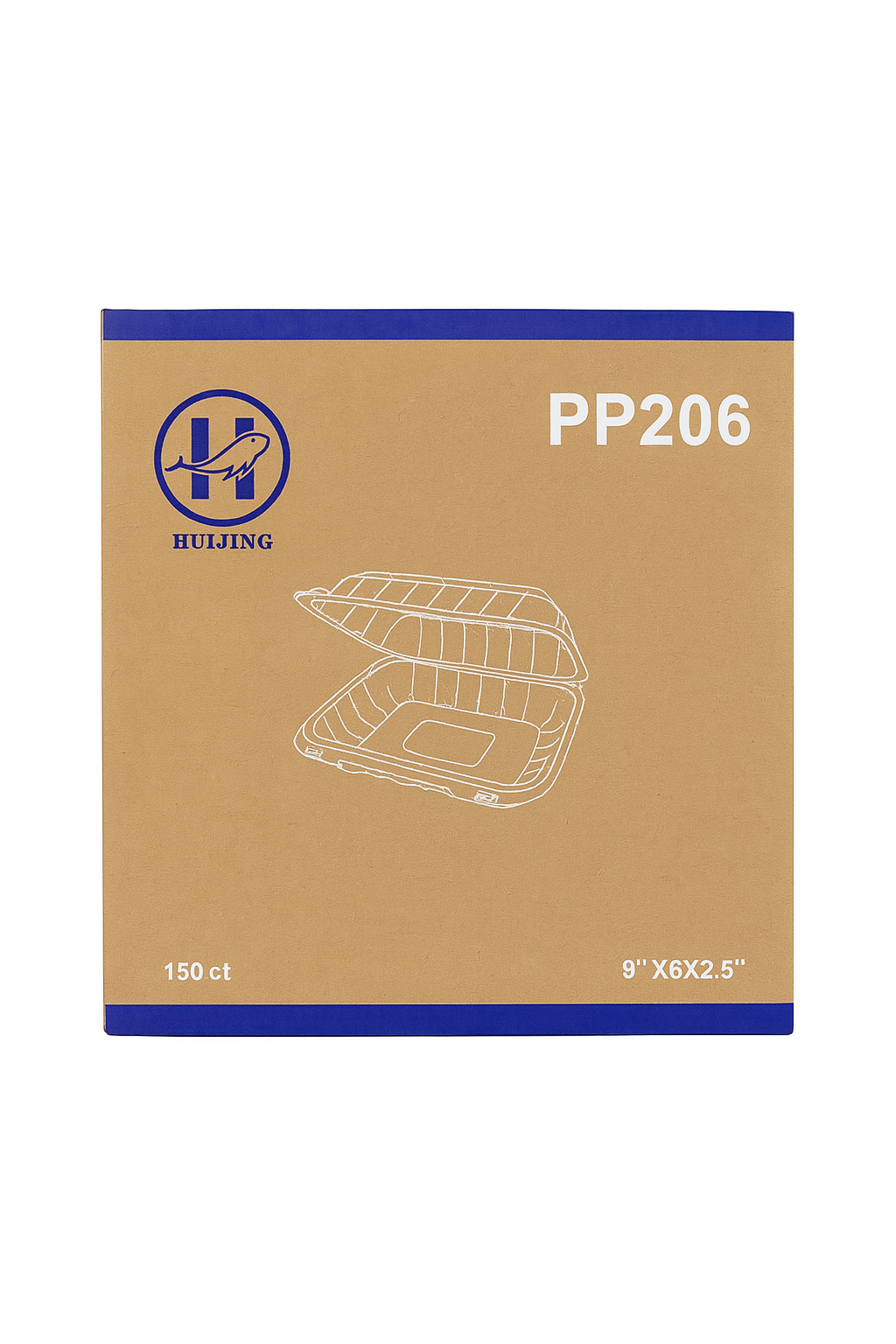 150 count 1-Comp Pebble Box Clamshell Food Containers PP206