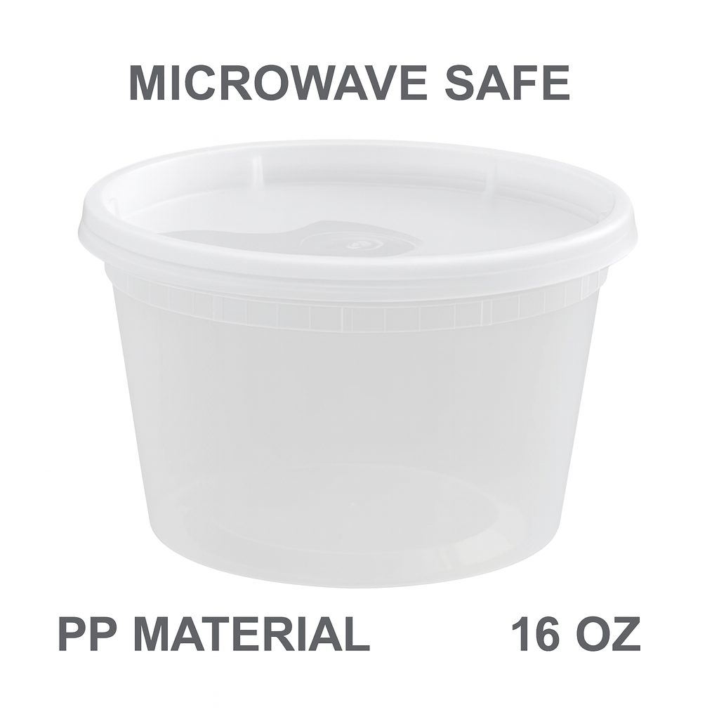 S16  Deli Container Specs: 16 oz, PP, PE, Semi-Clear Quantity: 240 Sets