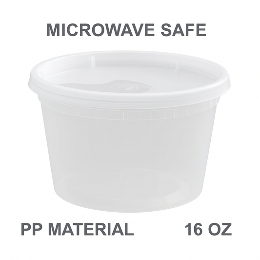 S16  Deli Container Specs: 16 oz, PP, PE, Semi-Clear Quantity: 240 Sets