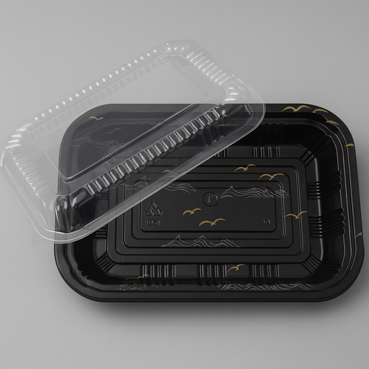 TZ-815 Take-Out Container  Lid Quantity: 450 pieces (50 pcs × 9 packs) Bottom Quantity: 450 pieces (50 pcs × 9 packs)