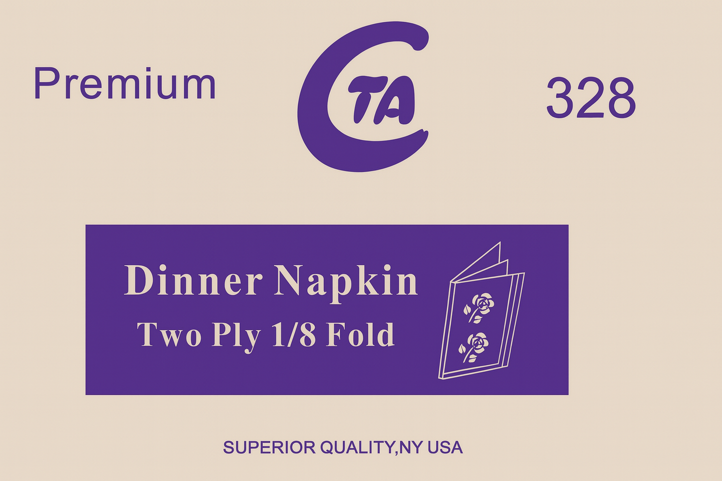 Dinner Napkin  Two Ply 1/8 Fold QUANTITY: 1000 sheets