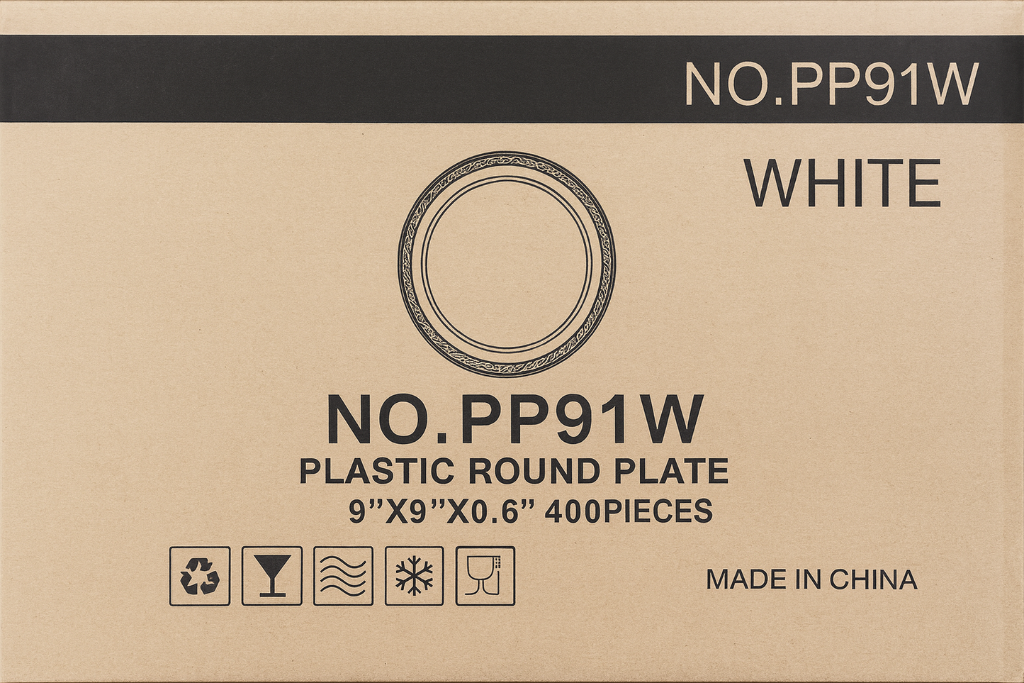 PP091 9” PLATES, 1-COMP, PP Quantity: 400