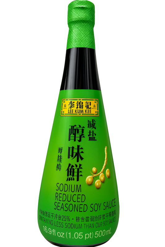 Sodium Reduced Seasoned Soy Sauce 16.9 fl oz （500mL）李锦记 醇味鲜 减盐 500毫升