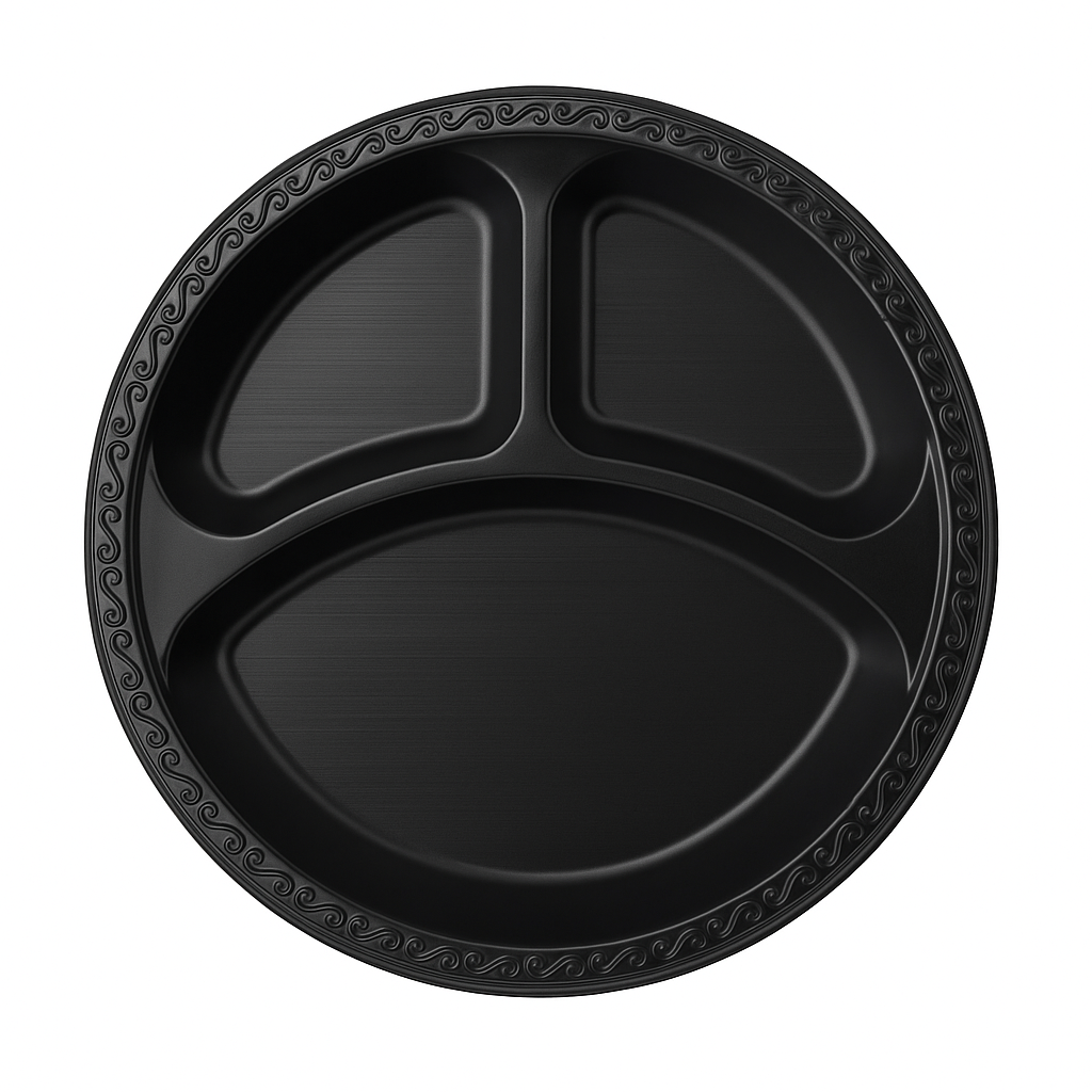 PP093 9” PLATES, 3-COMP, PP Quantity: 400