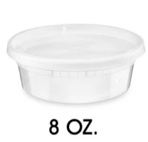 FH08OZ 240 Sets Combo Pack 8oz Plastic Deli Container Microwave Safe Combo Pack with Lids